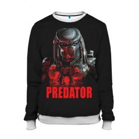 Женский свитшот 3D с принтом Predator в городе Новоалтайск, 100% полиэстер с мягким внутренним слоем | круглый вырез горловины, мягкая резинка на манжетах и поясе, свободная посадка по фигуре | блокбастер | боевик | кино | киногерой | кинофильм | оружие | фантастика | хищник