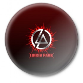 Значок с принтом Красно-черный Linkin Park в городе Новоалтайск,  металл | круглая форма, металлическая застежка в виде булавки | 