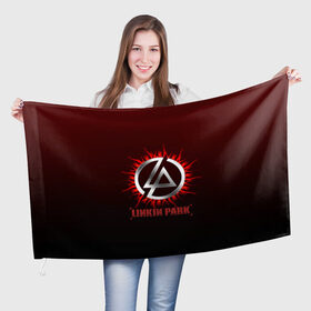 Флаг 3D с принтом Красно-черный Linkin Park в городе Новоалтайск, 100% полиэстер | плотность ткани — 95 г/м2, размер — 67 х 109 см. Принт наносится с одной стороны | 