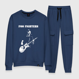 Женский костюм хлопок с принтом Foo Fighters в городе Новоалтайск, 100% хлопок | на свитшоте круглая горловина, мягкая резинка по низу. Брюки заужены к низу, на них два вида карманов: два 