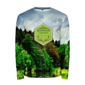 Мужской лонгслив 3D с принтом Mountain Camping в городе Новоалтайск, 100% полиэстер | длинные рукава, круглый вырез горловины, полуприлегающий силуэт | mountain | возвышение | возвышенность | гора | горка | горы | лес | природа | склон | туман | холм