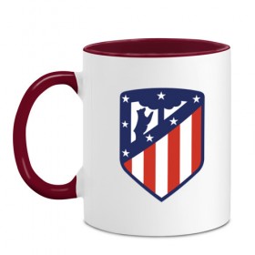 Кружка двухцветная с принтом Atletico Madrid в городе Новоалтайск, керамика | объем — 330 мл, диаметр — 80 мм. Цветная ручка и кайма сверху, в некоторых цветах — вся внутренняя часть | atletico | madrid | атлетико | мадрид | франция