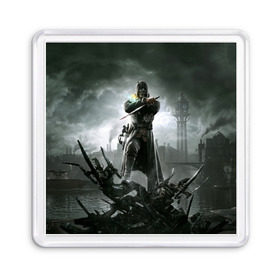 Магнит 55*55 с принтом Dishonored 2 в городе Новоалтайск, Пластик | Размер: 65*65 мм; Размер печати: 55*55 мм | Тематика изображения на принте: dunwall | дануолл | корво аттано