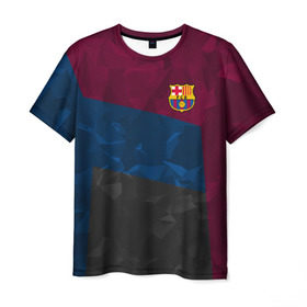 Мужская футболка 3D с принтом FC Barcelona 2018 Abstract в городе Новоалтайск, 100% полиэфир | прямой крой, круглый вырез горловины, длина до линии бедер | Тематика изображения на принте: fc | fc barcelona | fcb | fly emirates | ronaldo | абстракция | барселона | геометрия | зож | клуб | линии | месси | модные | мяч | реал мадрид | спорт | спортивные | тренды | футбол | футбольный клуб | эмблема