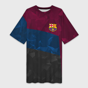 Платье-футболка 3D с принтом FC BARCELONA ABSTRACT | БАРСЕЛОНА в городе Новоалтайск,  |  | fc | fc barcelona | fcb | fly emirates | ronaldo | абстракция | барселона | геометрия | зож | клуб | линии | месси | модные | мяч | реал мадрид | спорт | спортивные | тренды | футбол | футбольный клуб | эмблема