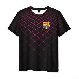 Мужская футболка 3D с принтом FC Barcelona 2018 Line в городе Новоалтайск, 100% полиэфир | прямой крой, круглый вырез горловины, длина до линии бедер | Тематика изображения на принте: fc | fc barcelona | fcb | fly emirates | ronaldo | абстракция | барселона | геометрия | зож | клуб | линии | месси | модные | мяч | реал мадрид | спорт | спортивные | тренды | футбол | футбольный клуб | эмблема
