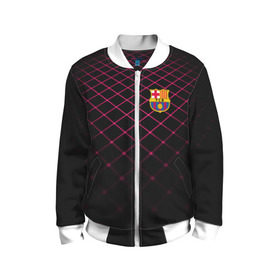 Детский бомбер 3D с принтом FC Barcelona 2018 Line в городе Новоалтайск, 100% полиэстер | застегивается на молнию, по бокам два кармана без застежек, мягкие манжеты, по низу бомбера и на воротнике — эластичная резинка | fc | fc barcelona | fcb | fly emirates | ronaldo | абстракция | барселона | геометрия | зож | клуб | линии | месси | модные | мяч | реал мадрид | спорт | спортивные | тренды | футбол | футбольный клуб | эмблема