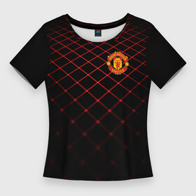 Женская футболка 3D Slim с принтом Manchester United 2018 Line в городе Новоалтайск,  |  | emirates | fc | manchester united | абстракция | геометрия | зож | клуб | линии | манчестер юнайтед | модные | мяч | россии | спорт | спортивные | стиль | тренды | футбол | футбольный клуб | экстрим | эмблема