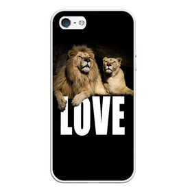Чехол для iPhone 5/5S матовый с принтом LOVE в городе Новоалтайск, Силикон | Область печати: задняя сторона чехла, без боковых панелей | влюблённые | дикая кошка | животные | лев | львица | любовь | пара | природа | свадьба