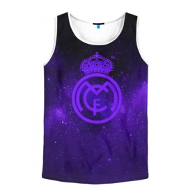 Мужская майка 3D с принтом FC Real Madrid(SPACE STYLE) в городе Новоалтайск, 100% полиэстер | круглая горловина, приталенный силуэт, длина до линии бедра. Пройма и горловина окантованы тонкой бейкой | Тематика изображения на принте: real madrid | футбол | футбольный клуб | чемпионат