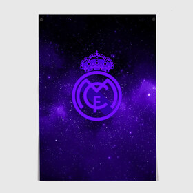 Постер с принтом FC Real Madrid(SPACE STYLE) в городе Новоалтайск, 100% бумага
 | бумага, плотность 150 мг. Матовая, но за счет высокого коэффициента гладкости имеет небольшой блеск и дает на свету блики, но в отличии от глянцевой бумаги не покрыта лаком | real madrid | футбол | футбольный клуб | чемпионат