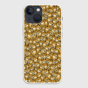 Чехол для iPhone 13 mini с принтом Собачки Doge в городе Новоалтайск,  |  | Тематика изображения на принте: doge | meme | доги | желтый | мем | паттерн | пёс | собака | текстура