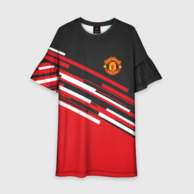 Детское платье 3D с принтом МАНЧЕСТЕР ЮНАЙТЕД | FCMU | MANCHESTER UNITED в городе Новоалтайск, 100% полиэстер | прямой силуэт, чуть расширенный к низу. Круглая горловина, на рукавах — воланы | Тематика изображения на принте: emirates | fc | manchester united | абстракция | геометрия | зож | клуб | линии | манчестер юнайтед | модные | мяч | россии | спорт | спортивные | стиль | тренды | футбол | футбольный клуб | экстрим | эмблема