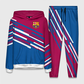 Женский костюм 3D (с толстовкой) с принтом FC Barcelona 2018 Sport line в городе Новоалтайск,  |  | fc | fc barcelona | fcb | fly emirates | ronaldo | абстракция | барселона | геометрия | зож | клуб | линии | месси | модные | мяч | реал мадрид | спорт | спортивные | тренды | футбол | футбольный клуб | эмблема