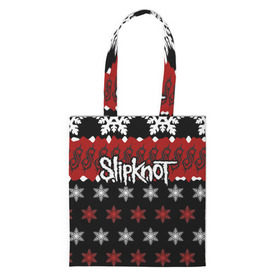 Сумка 3D повседневная с принтом Праздничный Slipknot в городе Новоалтайск, 100% полиэстер | Плотность: 200 г/м2; Размер: 34×35 см; Высота лямок: 30 см | slipknot | альтернативный метал | андерс | грув метал | колсефни | кори | красный | метал | музыка | новогодний | новый год | ню метал | рождество | рок | слипкнот | снежинки | тейлор
