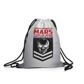 Рюкзак-мешок 3D с принтом Thirty Seconds to Mars череп в городе Новоалтайск, 100% полиэстер | плотность ткани — 200 г/м2, размер — 35 х 45 см; лямки — толстые шнурки, застежка на шнуровке, без карманов и подкладки | 