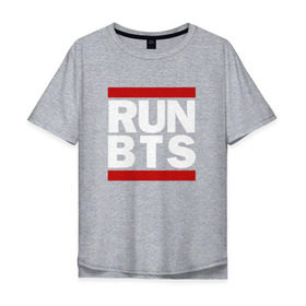Мужская футболка хлопок Oversize с принтом RUN BTS в городе Новоалтайск, 100% хлопок | свободный крой, круглый ворот, “спинка” длиннее передней части | bangtan boys | bangtan sonyeondan | bts | bulletproof | j hope | jimin | jin | jungkook | k pop | rap monster | suga | v | бтс | ви | джин | пуленепробиваемые | рэп монстр | сюга | чимин | чонгук