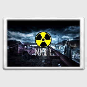 Магнит 45*70 с принтом S.T.A.L.K.E.R. - М.И.Ш.А. в городе Новоалтайск, Пластик | Размер: 78*52 мм; Размер печати: 70*45 | stalker | волки | грузовик | имя | михаил | миша | мишка | мрак | припять | птицы | радиация | сталкер | чернобыль