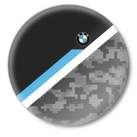 Значок с принтом BMW 2018 Black military в городе Новоалтайск,  металл | круглая форма, металлическая застежка в виде булавки | bmw | автомобиль | автомобильные | бмв | марка | машины | флаг