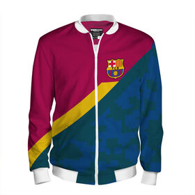 Мужской бомбер 3D с принтом FC Barcelona 2018 Sport camo в городе Новоалтайск, 100% полиэстер | застегивается на молнию, по бокам два кармана без застежек, по низу бомбера и на воротнике - эластичная резинка | 