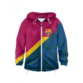 Детская ветровка 3D с принтом FC Barcelona 2018 Sport camo в городе Новоалтайск, 100% полиэстер | подол и капюшон оформлены резинкой с фиксаторами, по бокам два кармана без застежек, один потайной карман на груди | Тематика изображения на принте: 
