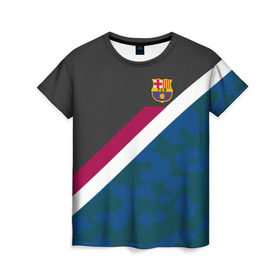 Женская футболка 3D с принтом FC Barcelona Sport camo II в городе Новоалтайск, 100% полиэфир ( синтетическое хлопкоподобное полотно) | прямой крой, круглый вырез горловины, длина до линии бедер | fc | fc barcelona | fcb | fly emirates | ronaldo | абстракция | барселона | геометрия | зож | клуб | линии | месси | модные | мяч | реал мадрид | спорт | спортивные | тренды | футбол | футбольный клуб | эмблема