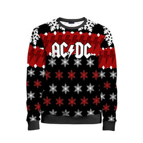 Детский свитшот 3D с принтом Праздничный AC/DC в городе Новоалтайск, 100% полиэстер | свободная посадка, прямой крой, мягкая тканевая резинка на рукавах и понизу свитшота | ac dc | acdc | for those about to ro | австралийская | ангус янг | блюз рок | головы | группа | знак | красный | крис слэйд | музыканты | надпись | новогодний | новый год | певцы | праздник | рождество | рок | рок н ролл
