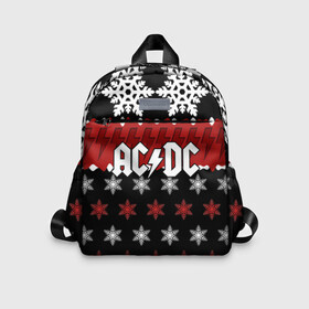 Детский рюкзак 3D с принтом Праздничный AC/DC в городе Новоалтайск, 100% полиэстер | лямки с регулируемой длиной, сверху петелька, чтобы рюкзак можно было повесить на вешалку. Основное отделение закрывается на молнию, как и внешний карман. Внутри дополнительный карман. По бокам два дополнительных кармашка | ac dc | acdc | for those about to ro | австралийская | ангус янг | блюз рок | головы | группа | знак | красный | крис слэйд | музыканты | надпись | новогодний | новый год | певцы | праздник | рождество | рок | рок н ролл