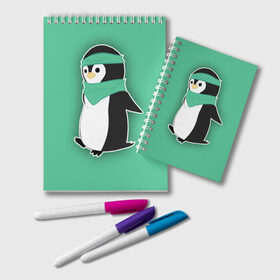 Блокнот с принтом Penguin green в городе Новоалтайск, 100% бумага | 48 листов, плотность листов — 60 г/м2, плотность картонной обложки — 250 г/м2. Листы скреплены удобной пружинной спиралью. Цвет линий — светло-серый
 | cartoon | green | penguin | зеленый | милый | мультик | мультфильм | пингвин | рисунок