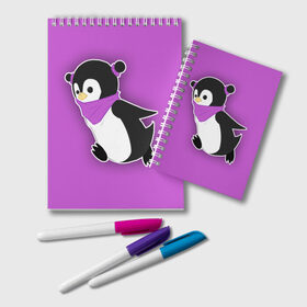 Блокнот с принтом Penguin purple в городе Новоалтайск, 100% бумага | 48 листов, плотность листов — 60 г/м2, плотность картонной обложки — 250 г/м2. Листы скреплены удобной пружинной спиралью. Цвет линий — светло-серый
 | cartoon | penguin | purple | милый | мультик | мультфильм | пингвин | рисунок | фиолетовый