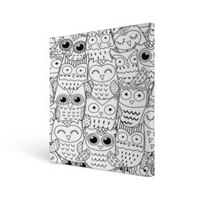Холст квадратный с принтом Совушки pattern в городе Новоалтайск, 100% ПВХ |  | bird | owl | животные | ночные птицы | птицы | совы