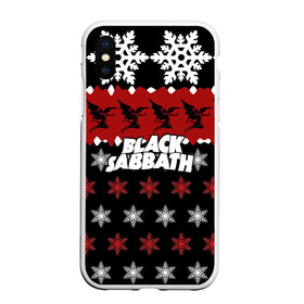 Чехол для iPhone XS Max матовый с принтом Праздничный Black Sabbath в городе Новоалтайск, Силикон | Область печати: задняя сторона чехла, без боковых панелей | Тематика изображения на принте: black sabbath | группа | новогодний | новый год | рождество | свитер | снежинки | хард рок | хеви метал
