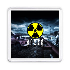 Магнит 55*55 с принтом S.T.A.L.K.E.R. - К.О.С.Т.Я. в городе Новоалтайск, Пластик | Размер: 65*65 мм; Размер печати: 55*55 мм | stalker | волки | грузовик | имя | константин | костя | костян | мрак | припять | птицы | радиация | сталкер | чернобыль