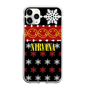 Чехол для iPhone 11 Pro Max матовый с принтом Nirvana праздничный в городе Новоалтайск, Силикон |  | Тематика изображения на принте: cobain | kurt | nirvana | альтернативный | боритон | гранж | группа | дональд | знак | кобейн | красный | крист новоселич | курт | музыка | музыкант | надпись | нирвана | новогодний | новый год | певец | праздник