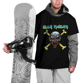 Накидка на куртку 3D с принтом Iron Maiden череп и кости в городе Новоалтайск, 100% полиэстер |  | iron maiden | адриан смит | айрон мейден | гроза | группа | дэйв мюррей | железная дева | ирон майден | метал | мрачный | музыка | песни | рок | стив харрис | тяжелый | флаг | хеви | хевиметал