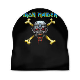 Шапка 3D с принтом Iron Maiden череп и кости в городе Новоалтайск, 100% полиэстер | универсальный размер, печать по всей поверхности изделия | iron maiden | адриан смит | айрон мейден | гроза | группа | дэйв мюррей | железная дева | ирон майден | метал | мрачный | музыка | песни | рок | стив харрис | тяжелый | флаг | хеви | хевиметал