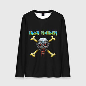 Мужской лонгслив 3D с принтом Iron Maiden череп и кости в городе Новоалтайск, 100% полиэстер | длинные рукава, круглый вырез горловины, полуприлегающий силуэт | iron maiden | адриан смит | айрон мейден | гроза | группа | дэйв мюррей | железная дева | ирон майден | метал | мрачный | музыка | песни | рок | стив харрис | тяжелый | флаг | хеви | хевиметал