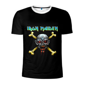 Мужская футболка 3D спортивная с принтом Iron Maiden череп и кости в городе Новоалтайск, 100% полиэстер с улучшенными характеристиками | приталенный силуэт, круглая горловина, широкие плечи, сужается к линии бедра | iron maiden | адриан смит | айрон мейден | гроза | группа | дэйв мюррей | железная дева | ирон майден | метал | мрачный | музыка | песни | рок | стив харрис | тяжелый | флаг | хеви | хевиметал