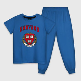 Детская пижама хлопок с принтом Harvard university в городе Новоалтайск, 100% хлопок |  брюки и футболка прямого кроя, без карманов, на брюках мягкая резинка на поясе и по низу штанин
 | вуз | гарвард | герб | лига плюща | массачусетс | престижный | сша | университет