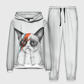 Мужской костюм 3D (с толстовкой) с принтом Grumpy cat (David Bowie) в городе Новоалтайск,  |  | бодиарт | грумпи | дэвид боуи | злой кот | интернет | котей | котик | кошка | мем | мемас | мемчик. | молния на лице | рисунок на лице | сердитый