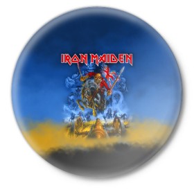 Значок с принтом Iron Maiden в городе Новоалтайск,  металл | круглая форма, металлическая застежка в виде булавки | Тематика изображения на принте: iron maiden | адриан смит | айрон мейден | гроза | группа | дэйв мюррей | железная дева | ирон майден | метал | мрачный | музыка | песни | рок | стив харрис | тяжелый | флаг | хеви | хевиметал