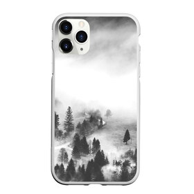 Чехол для iPhone 11 Pro матовый с принтом Лес и туман в городе Новоалтайск, Силикон |  | black and white | лес | лес и туман | туман | чернобелый  фон | чернобелый лес