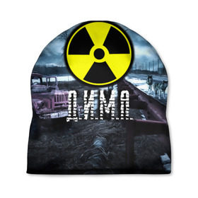 Шапка 3D с принтом S.T.A.L.K.E.R. - Д.И.М.А. в городе Новоалтайск, 100% полиэстер | универсальный размер, печать по всей поверхности изделия | Тематика изображения на принте: stalker | волки | грузовик | дима | димка | димон | дмитрий | имя | мрак | припять | птицы | радиация | сталкер | чернобыль