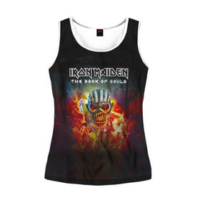 Женская майка 3D с принтом Iron Maiden в городе Новоалтайск, 100% полиэстер | круглая горловина, прямой силуэт, длина до линии бедра | iron maiden | адриан смит | айрон мейден | группа | дэйв мюррей | железная дева | индеец | ирон майден | метал | мрачный | музыка | огонь | песни | рок | стив харрис | тяжелый | хеви | хевиметал