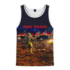 Мужская майка 3D с принтом Боец Iron Maiden в городе Новоалтайск, 100% полиэстер | круглая горловина, приталенный силуэт, длина до линии бедра. Пройма и горловина окантованы тонкой бейкой | Тематика изображения на принте: iron maiden | адриан смит | айрон мейден | война | группа | дэйв мюррей | железная дева | ирон майден | метал | мрачный | музыка | песни | рок | солдат | стив харрис | тяжелый | хеви | хевиметал