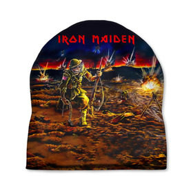 Шапка 3D с принтом Боец Iron Maiden в городе Новоалтайск, 100% полиэстер | универсальный размер, печать по всей поверхности изделия | iron maiden | адриан смит | айрон мейден | война | группа | дэйв мюррей | железная дева | ирон майден | метал | мрачный | музыка | песни | рок | солдат | стив харрис | тяжелый | хеви | хевиметал