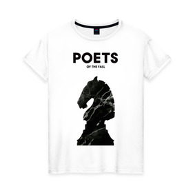 Женская футболка хлопок с принтом Poets of the Fall в городе Новоалтайск, 100% хлопок | прямой крой, круглый вырез горловины, длина до линии бедер, слегка спущенное плечо | marko saaresto | markus kaarlonen | olli tukiainen | poets of the fall | марко сааресто | маркус каарлонен | олли тукиайнен | поэты осени | финляндия