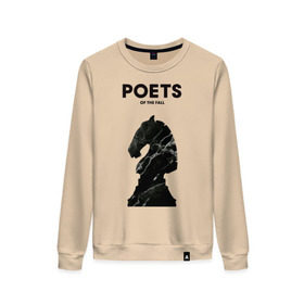 Женский свитшот хлопок с принтом Poets of the Fall в городе Новоалтайск, 100% хлопок | прямой крой, круглый вырез, на манжетах и по низу широкая трикотажная резинка  | marko saaresto | markus kaarlonen | olli tukiainen | poets of the fall | марко сааресто | маркус каарлонен | олли тукиайнен | поэты осени | финляндия