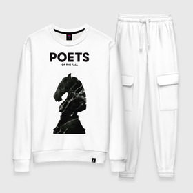 Женский костюм хлопок с принтом Poets of the Fall в городе Новоалтайск, 100% хлопок | на свитшоте круглая горловина, мягкая резинка по низу. Брюки заужены к низу, на них два вида карманов: два 