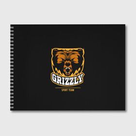 Альбом для рисования с принтом GTIZZLY(sport team) в городе Новоалтайск, 100% бумага
 | матовая бумага, плотность 200 мг. | Тематика изображения на принте: bear | grizzly | гризли | медведь | ярость